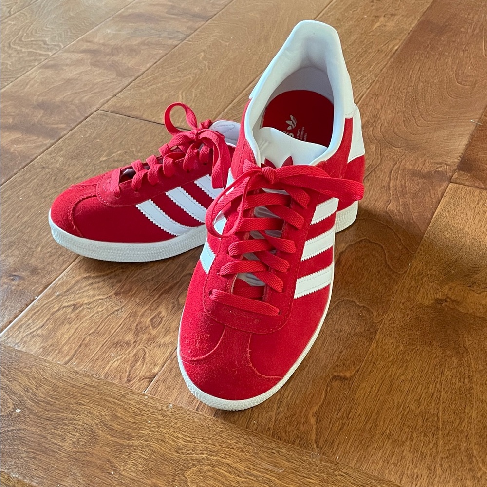 Adidas Vibrant Red and White Sneakers